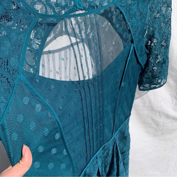 BCBGMaxazria Julya Teal Green Dress Special Occasion Lace Cocktail Sz 6 - Picture 5 of 12